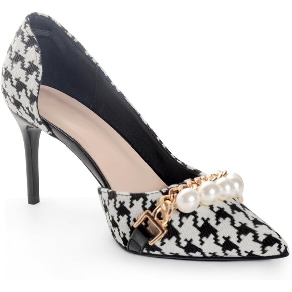 Ann Creek Women's Black Stiletto Dressy Pumps Pattern Design Pointed Toe Heels - Picture 1 of 6